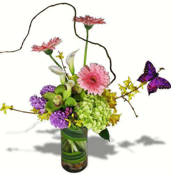 Butterfly Garden Cylinder Vase