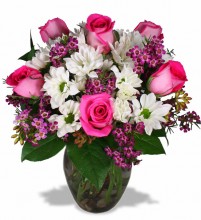 Pink Rose & Daisy Vase